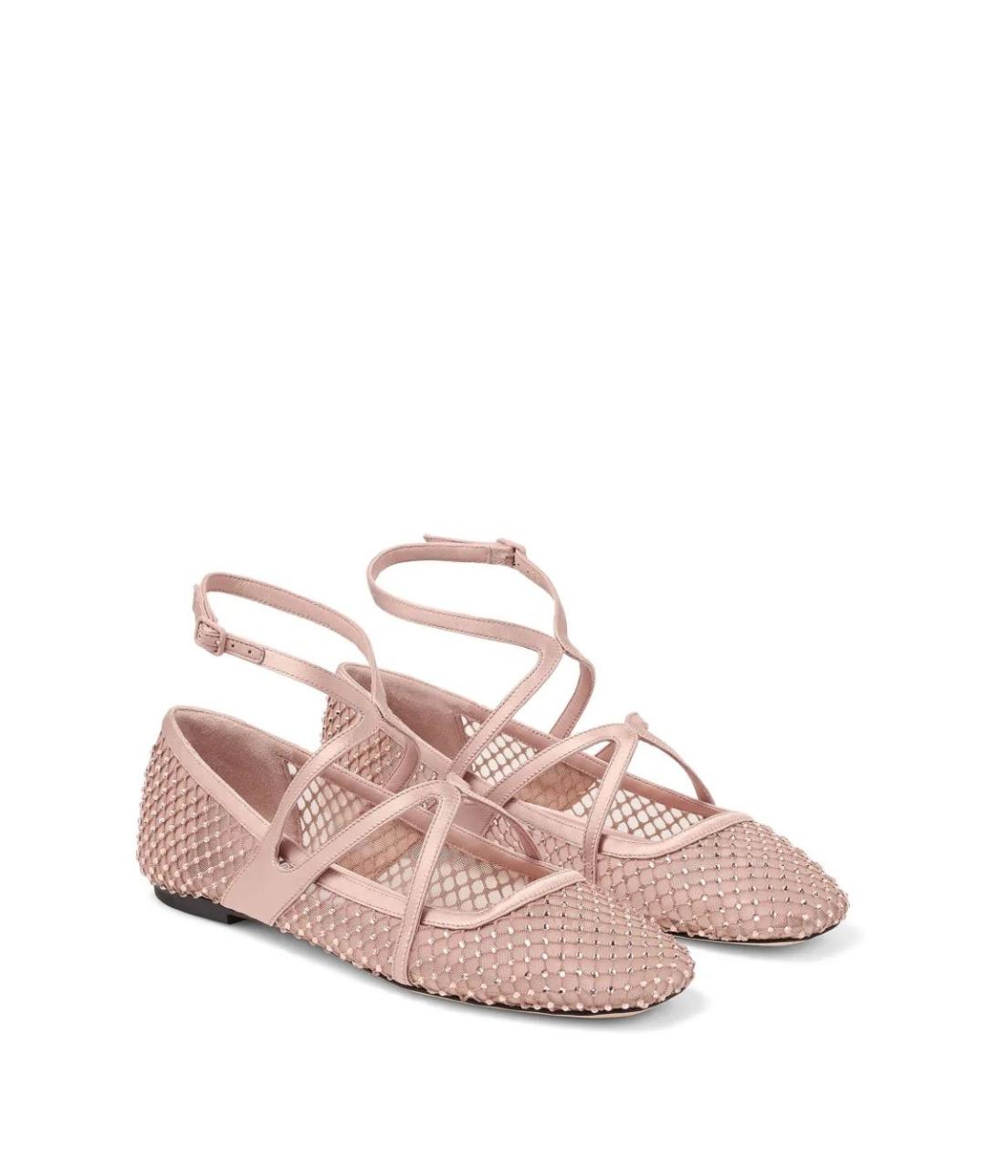 JIMMY CHOO Розовые текстильные балетки, фото 4