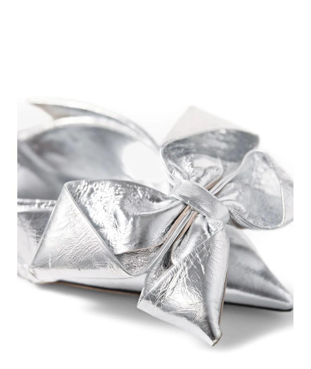 JIMMY CHOO Серебряные кожаные мюли, фото 4