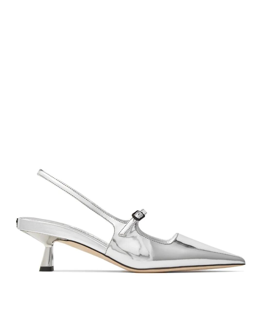 JIMMY CHOO Серебряные кожаные туфли, фото 1