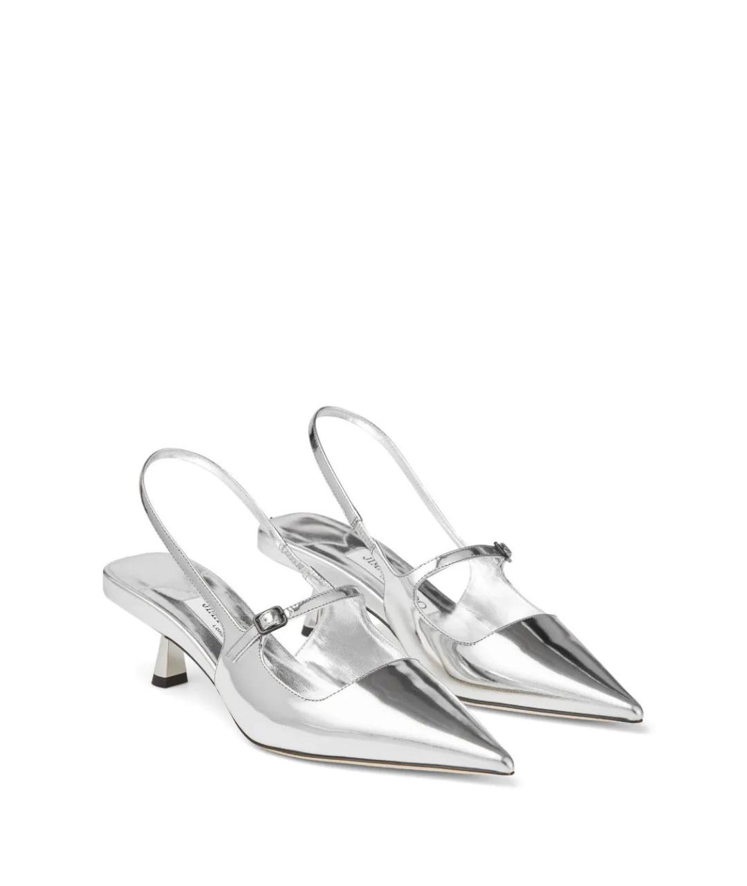 JIMMY CHOO Серебряные кожаные туфли, фото 5