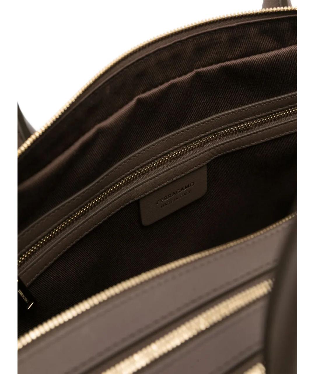 FERRAGAMO Коричневая кожаная сумка тоут, фото 2