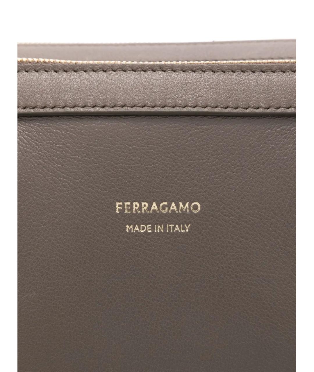 FERRAGAMO Коричневая кожаная сумка тоут, фото 3