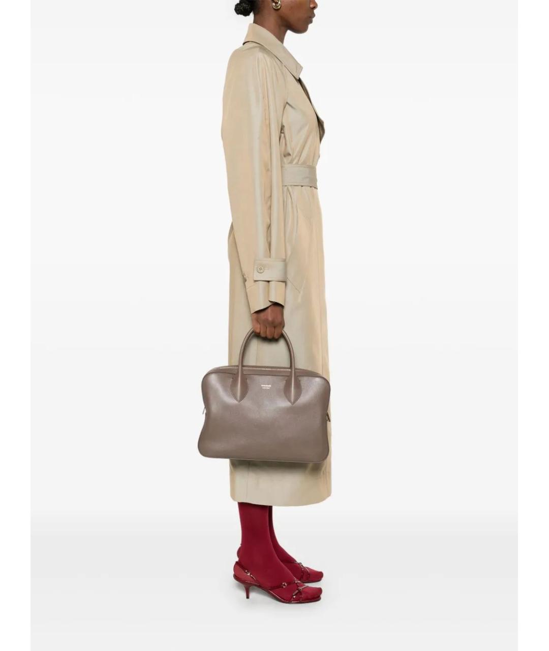 FERRAGAMO Коричневая кожаная сумка тоут, фото 5