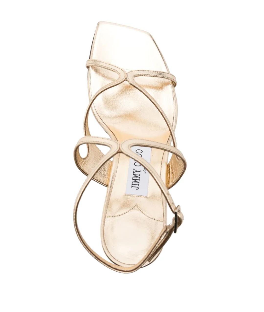 JIMMY CHOO Золотые кожаные босоножки, фото 2