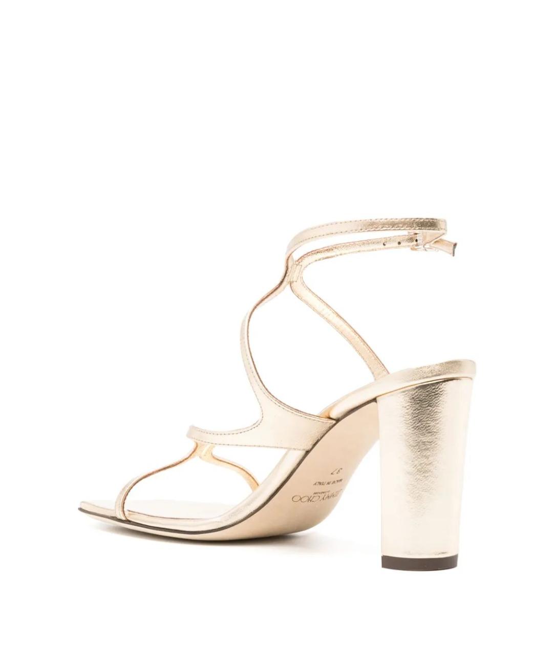JIMMY CHOO Золотые кожаные босоножки, фото 4