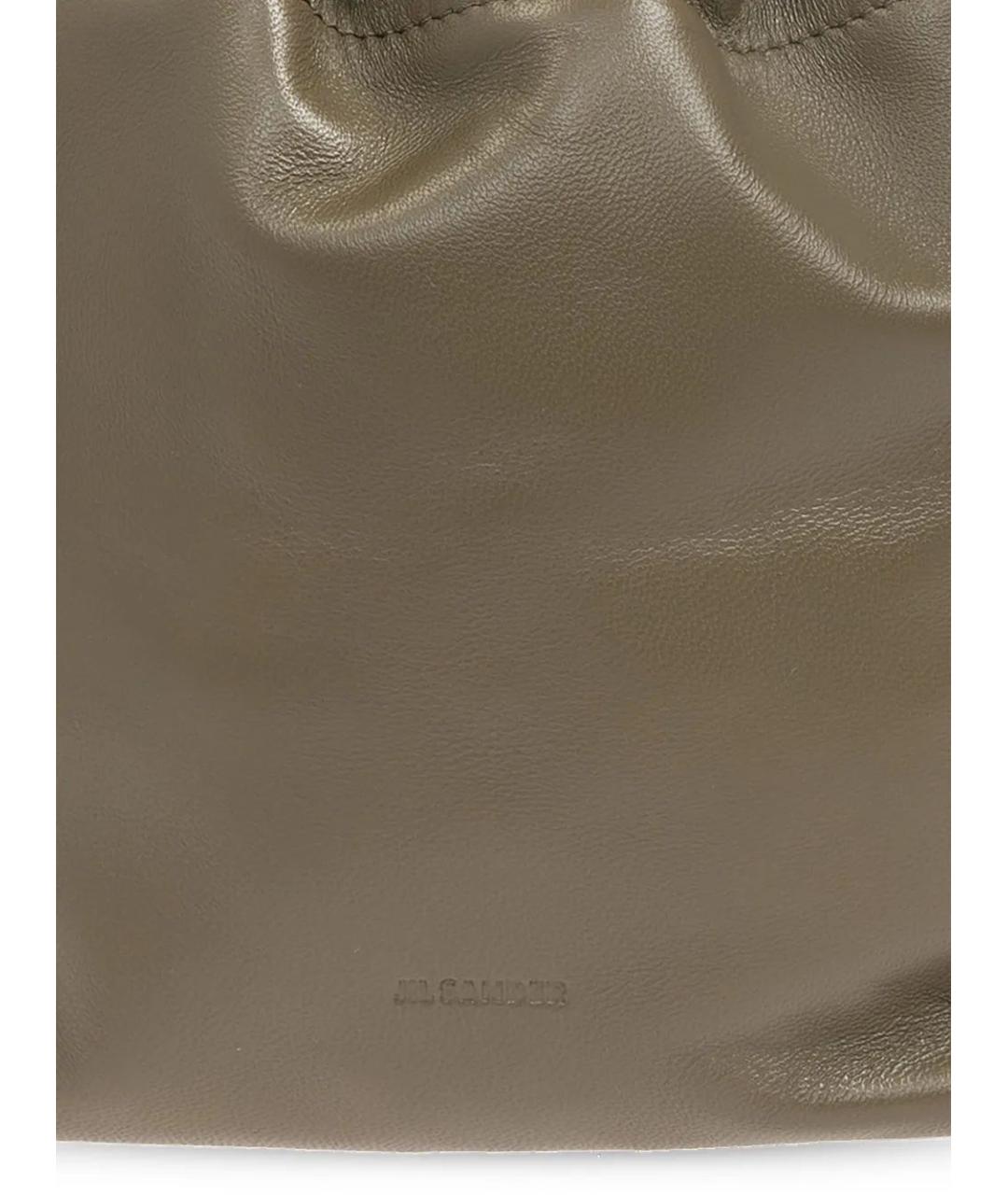 JIL SANDER Хаки кожаная сумка тоут, фото 4