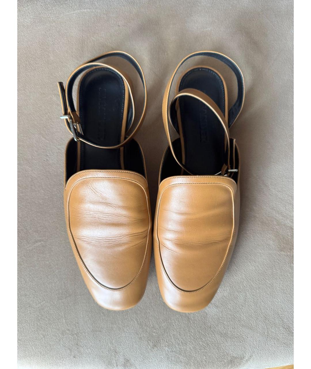 JIL SANDER Горчичные кожаные босоножки, фото 2