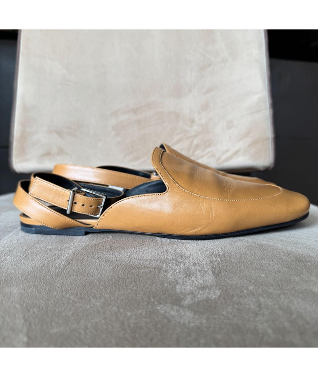 JIL SANDER Горчичные кожаные босоножки, фото 6