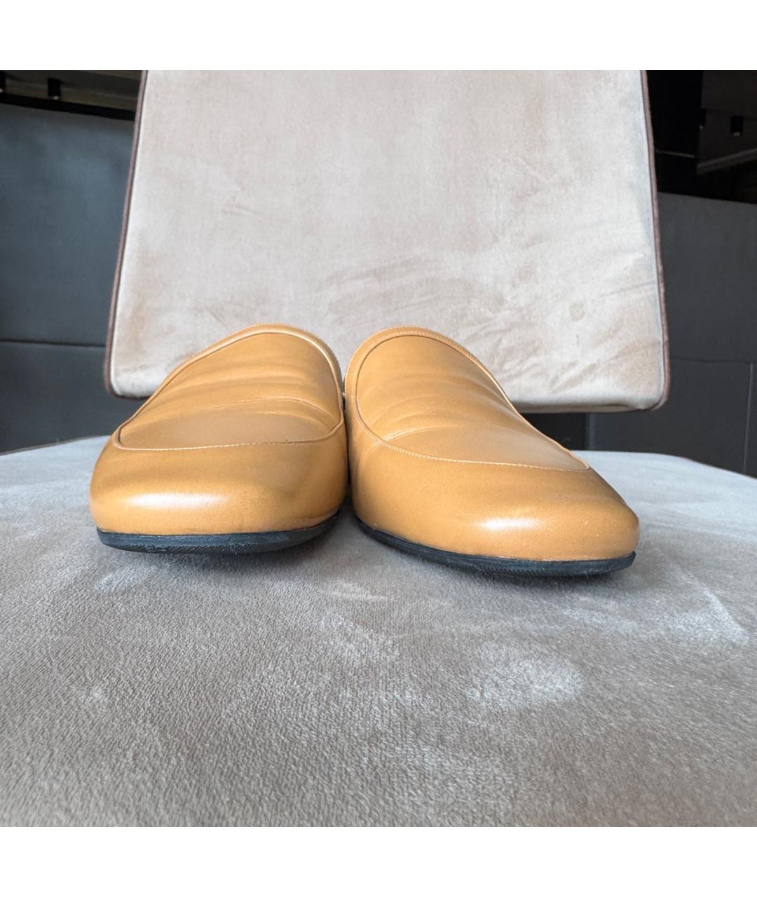 JIL SANDER Горчичные кожаные босоножки, фото 5