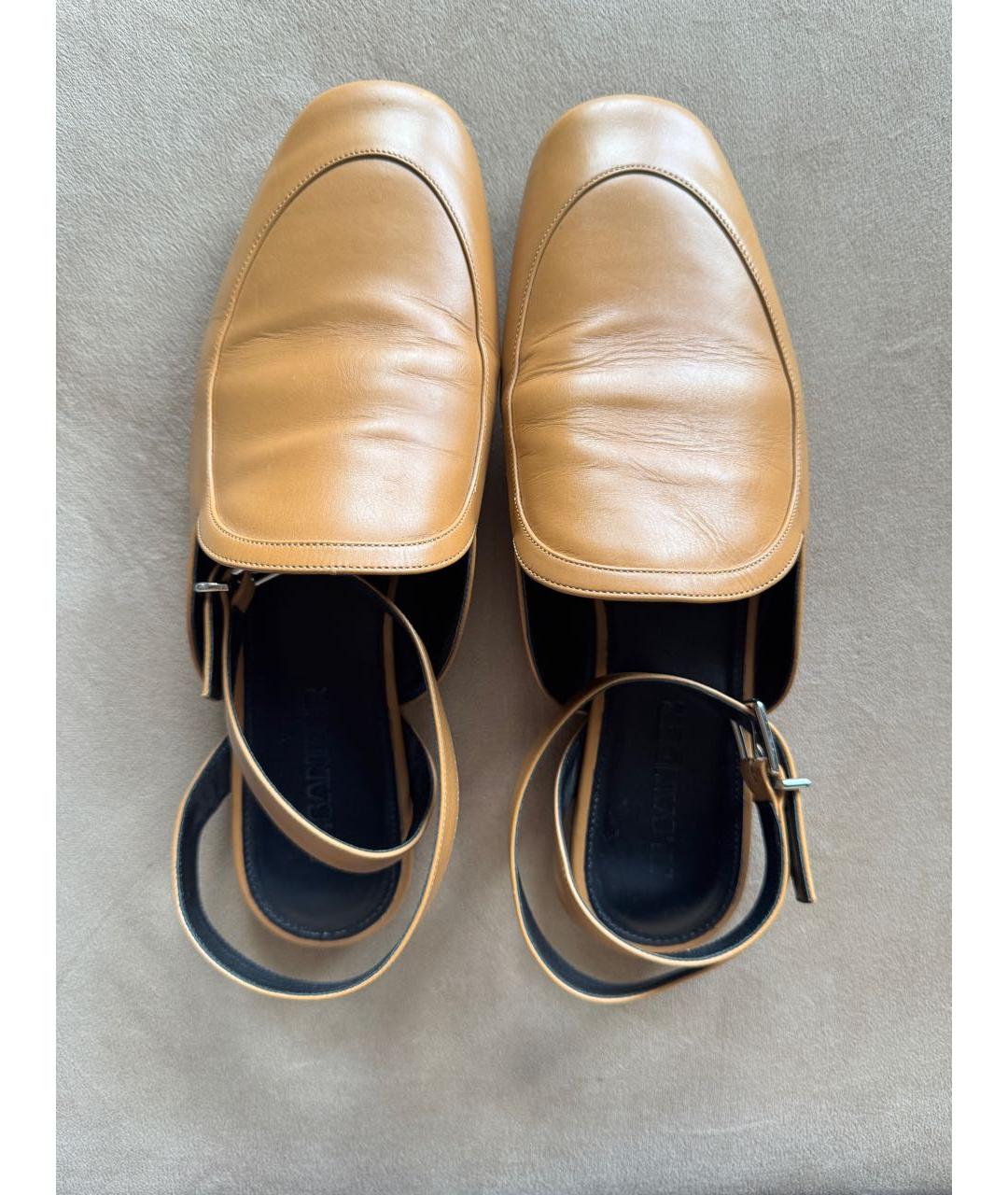 JIL SANDER Горчичные кожаные босоножки, фото 3