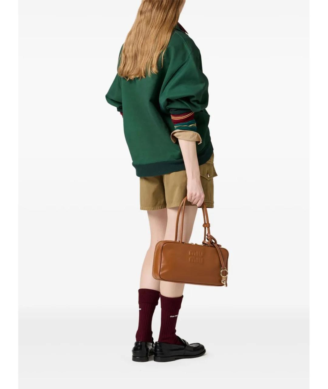 MIU MIU Хаки хлопковые шорты, фото 4