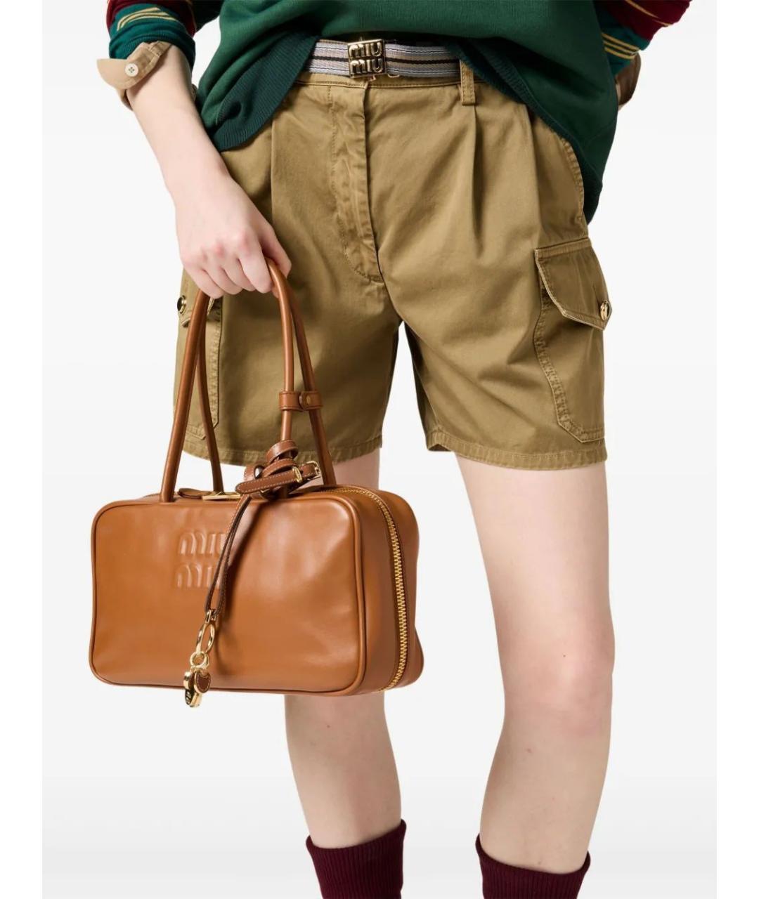 MIU MIU Хаки хлопковые шорты, фото 3