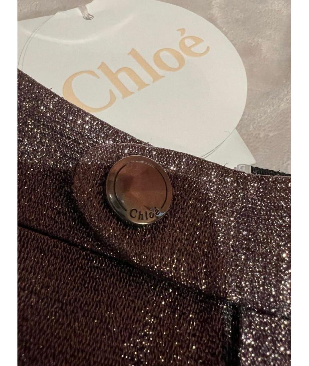 CHLOE Серебряные вискозные прямые брюки, фото 4