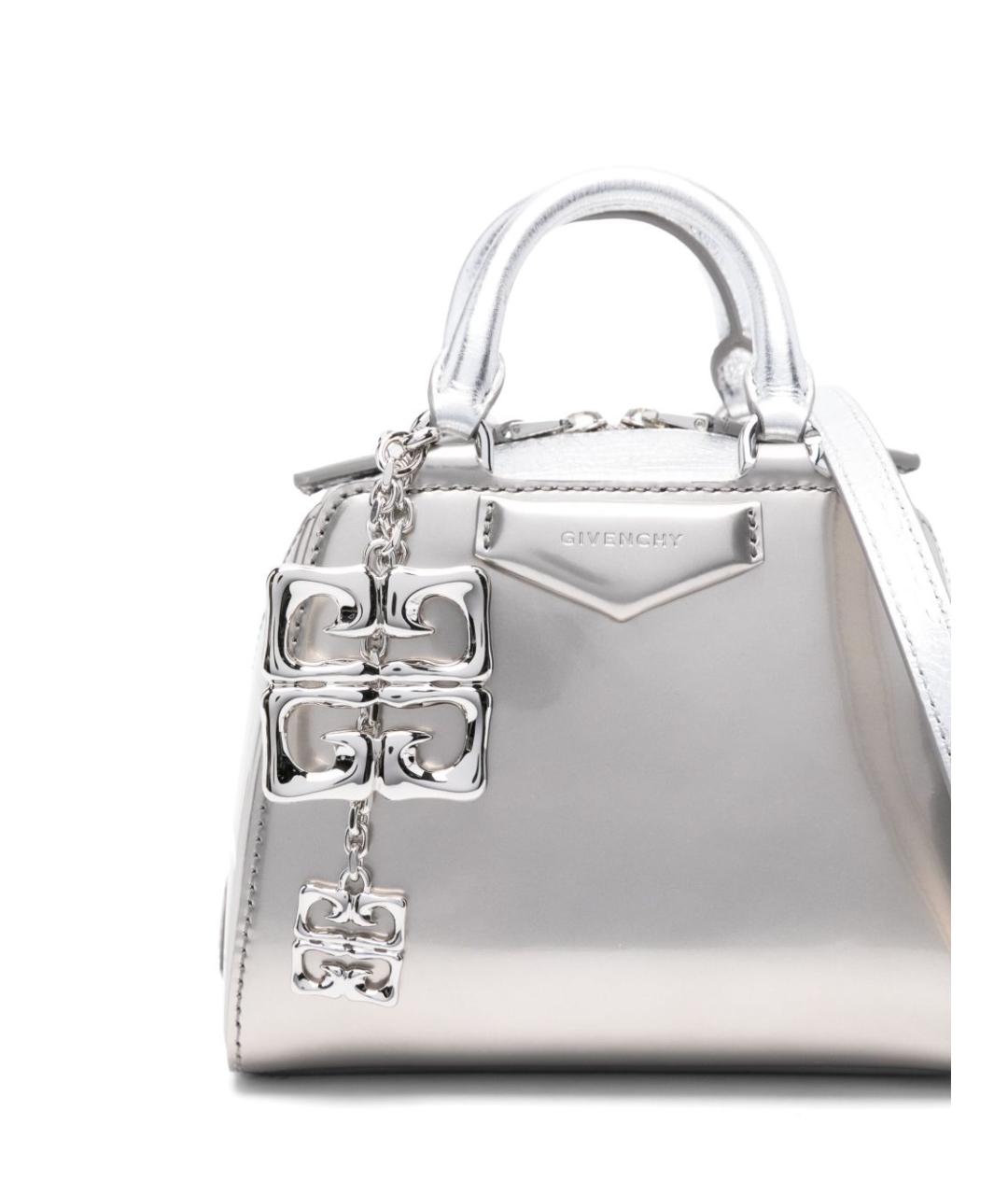 GIVENCHY Серебряная кожаная сумка тоут, фото 3