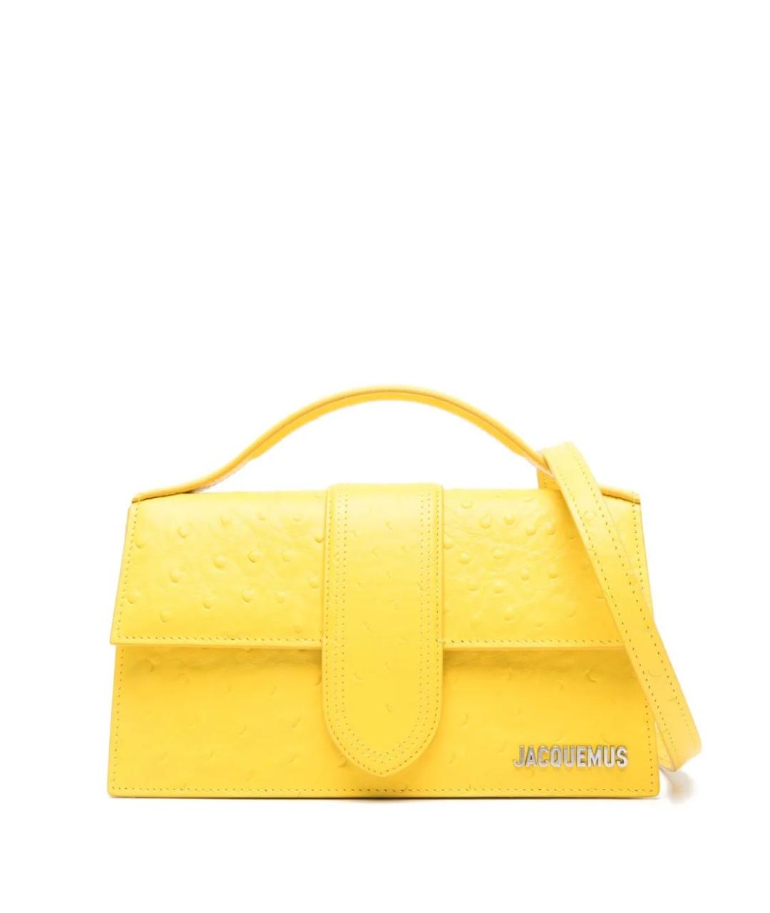 JACQUEMUS Желтая кожаная сумка с короткими ручками, фото 1