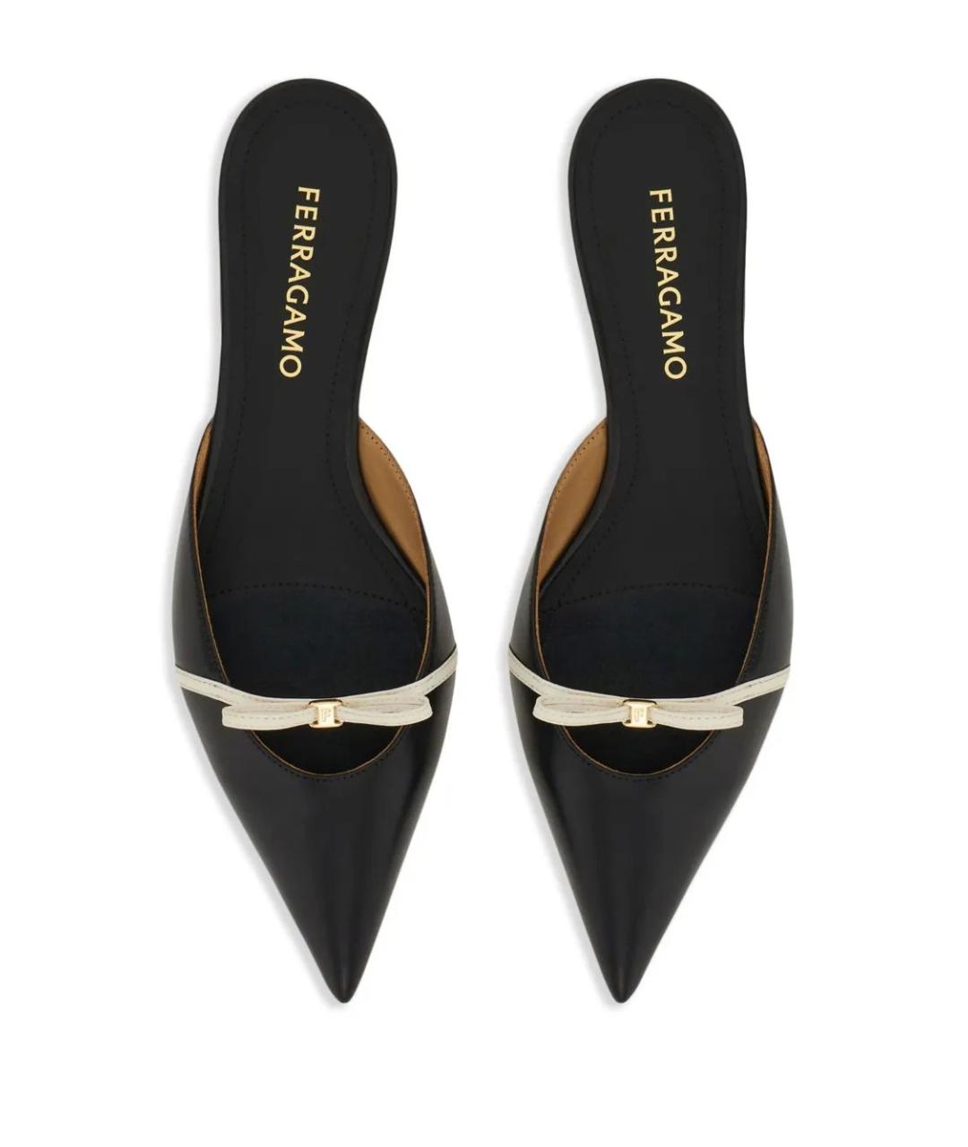 FERRAGAMO Черные кожаные мюли, фото 2