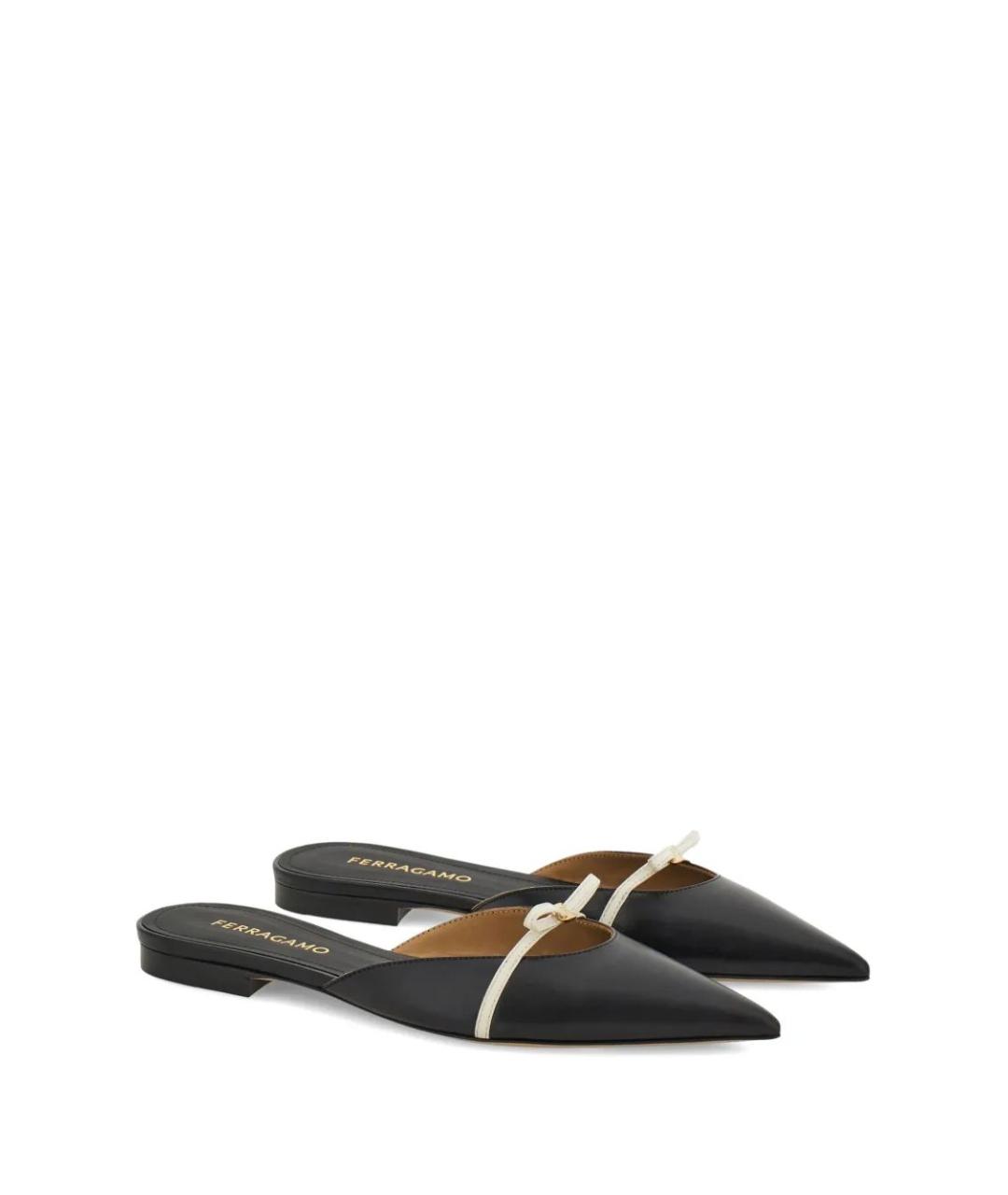 FERRAGAMO Черные кожаные мюли, фото 4