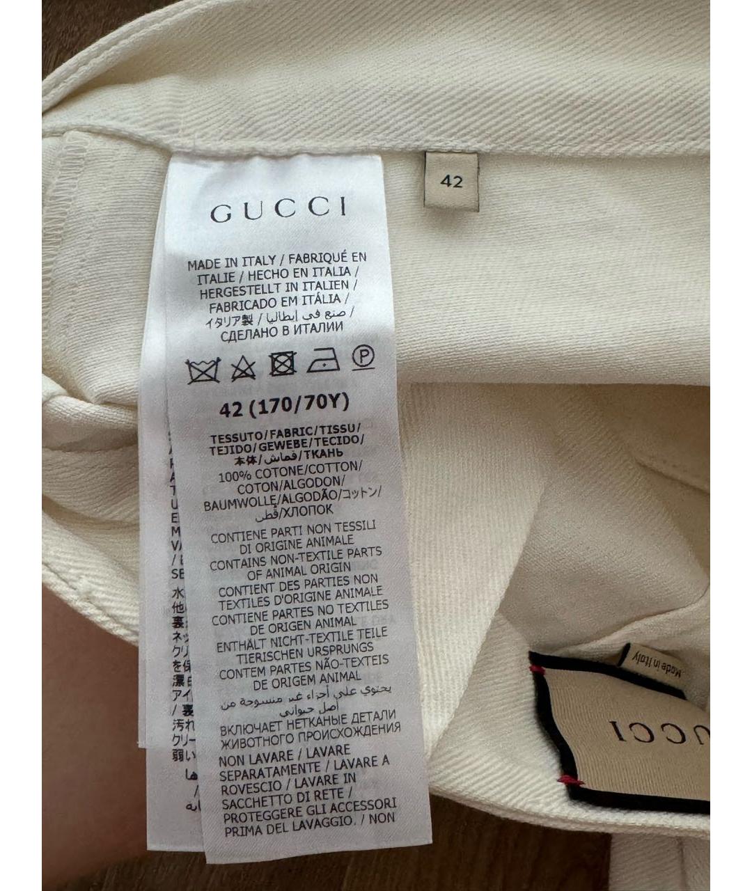 GUCCI Белая хлопковая юбка мини, фото 2
