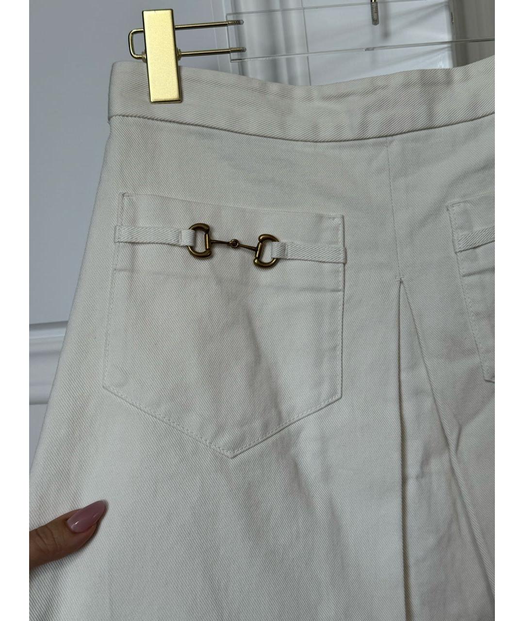 GUCCI Белая хлопковая юбка мини, фото 3