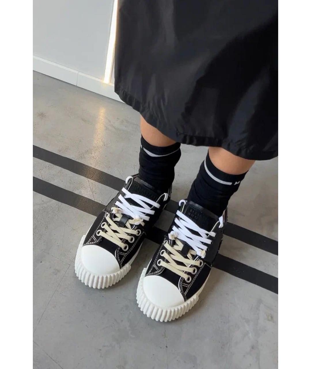 MAISON MARGIELA Черные кожаные кеды, фото 3