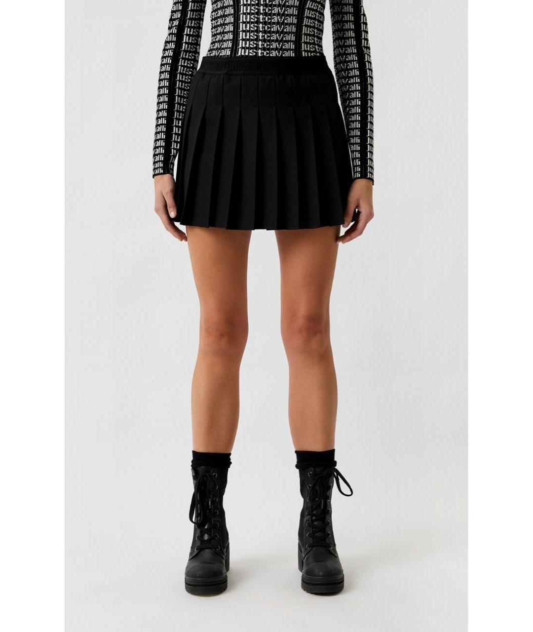 VERSACE JEANS COUTURE Черная полиэстеровая юбка мини, фото 2