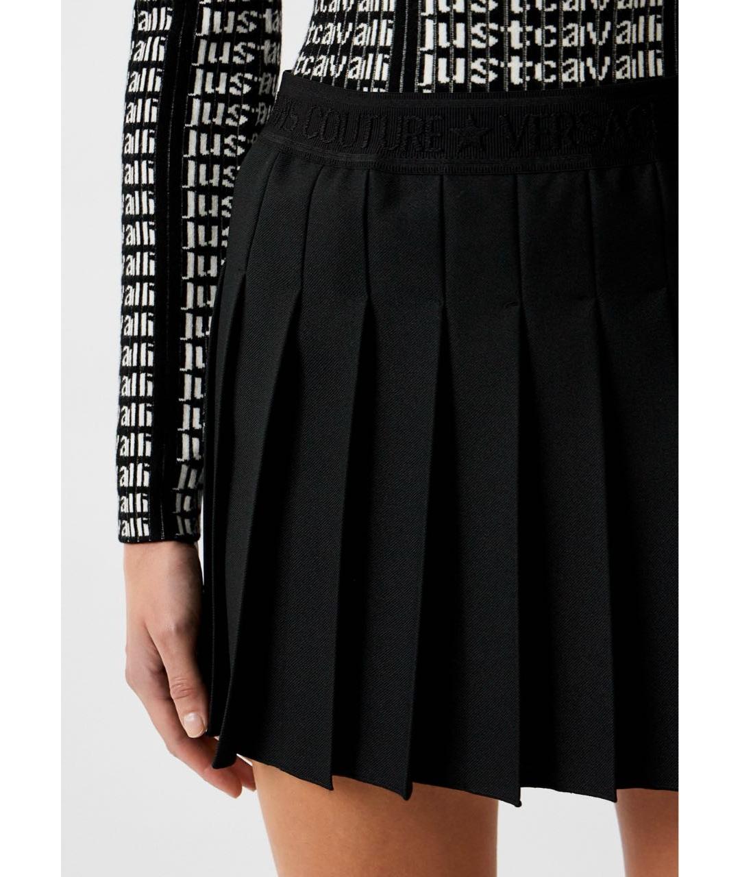 VERSACE JEANS COUTURE Черная полиэстеровая юбка мини, фото 4
