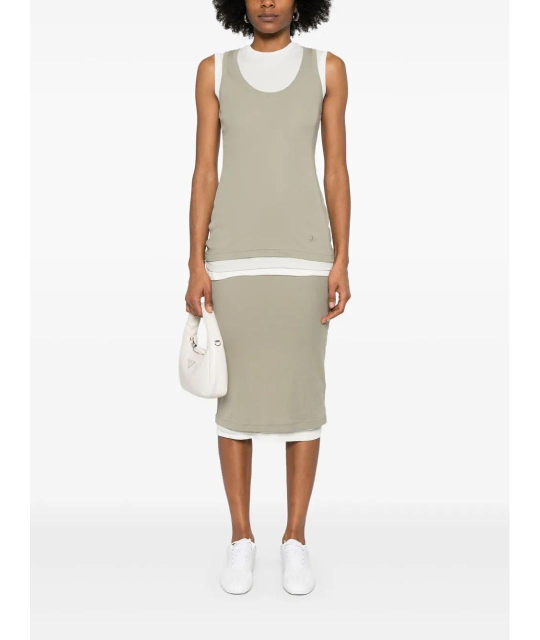 JIL SANDER Бежевая хлопковая майка, фото 2