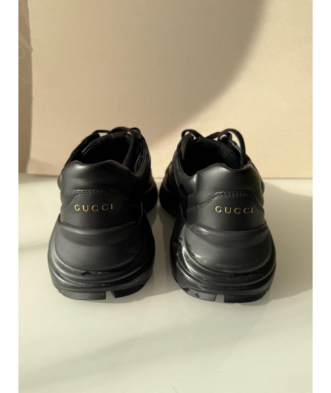 GUCCI Черные кожаные кроссовки, фото 4