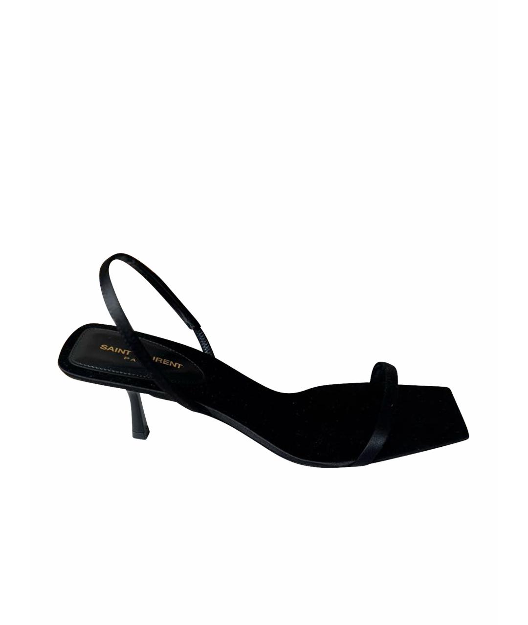 SAINT LAURENT Черные текстильные босоножки, фото 1