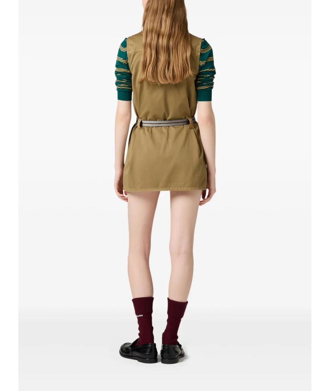 MIU MIU Хаки хлопковое повседневное платье, фото 4