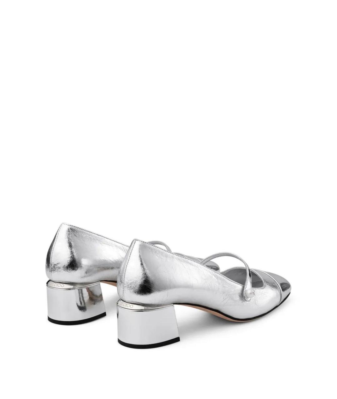 JIMMY CHOO Серебряные кожаные туфли, фото 2