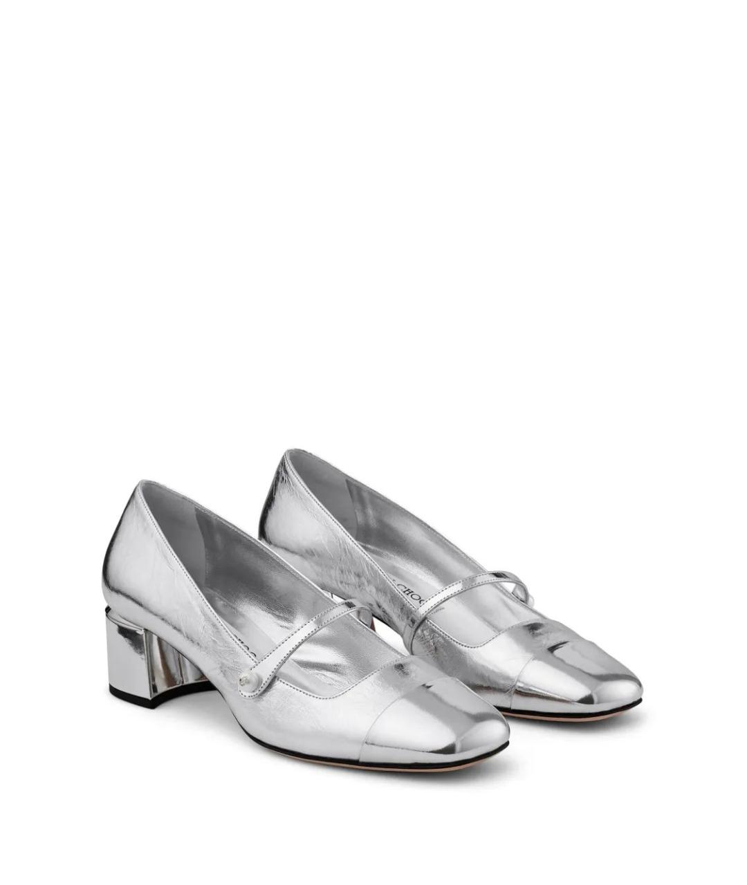 JIMMY CHOO Серебряные кожаные туфли, фото 3