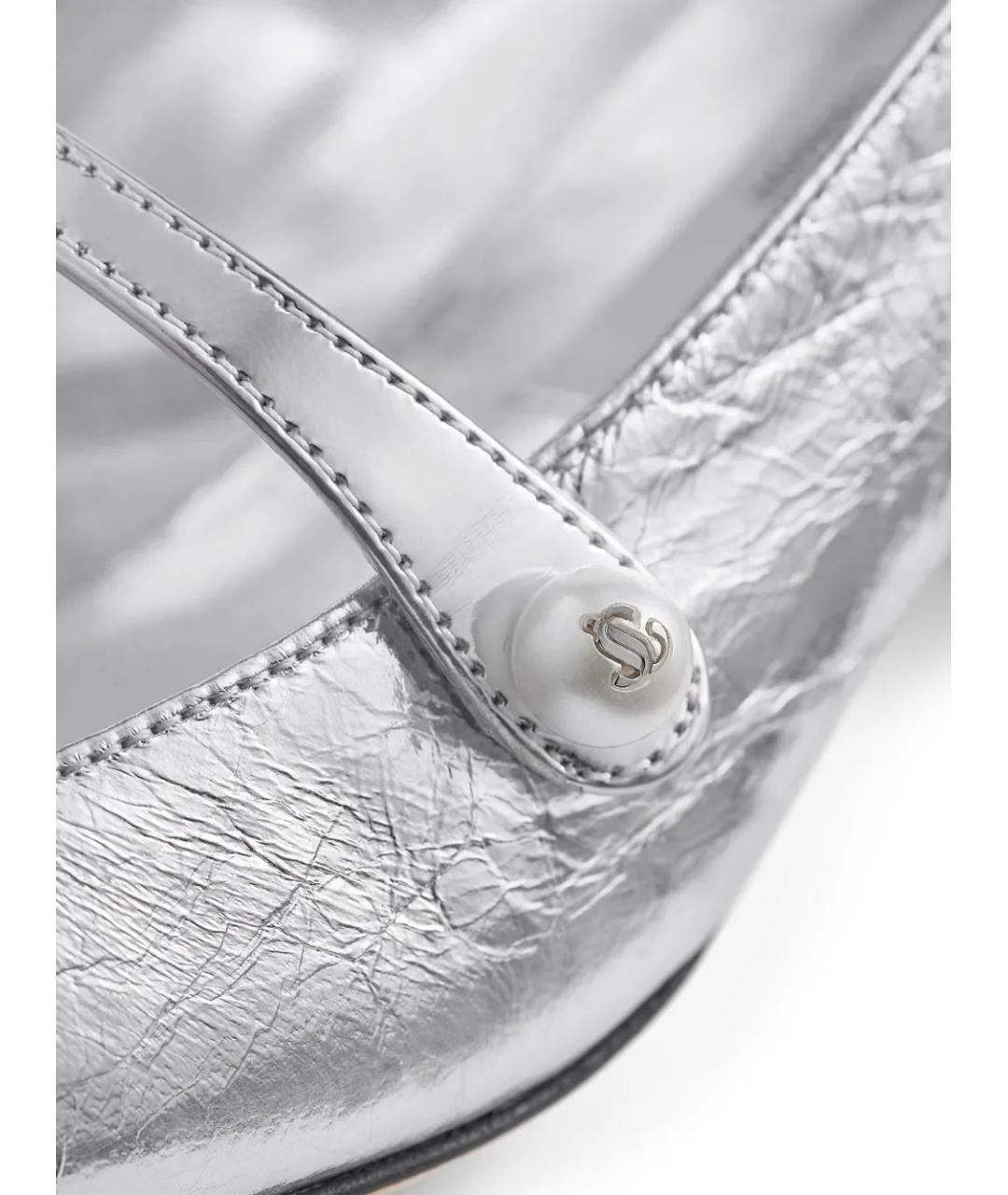 JIMMY CHOO Серебряные кожаные туфли, фото 5