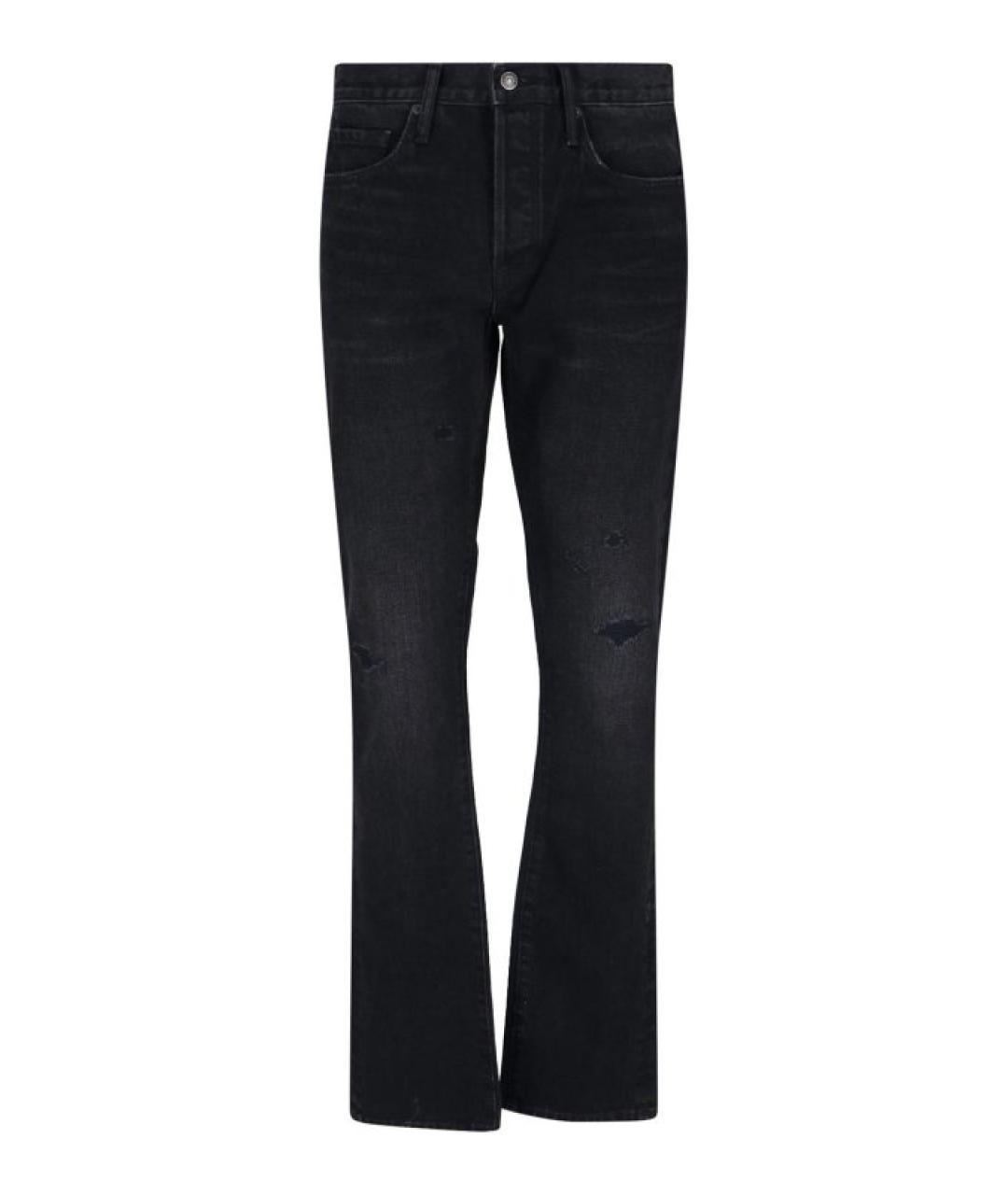 TOM FORD Черные хлопковые прямые джинсы, фото 1