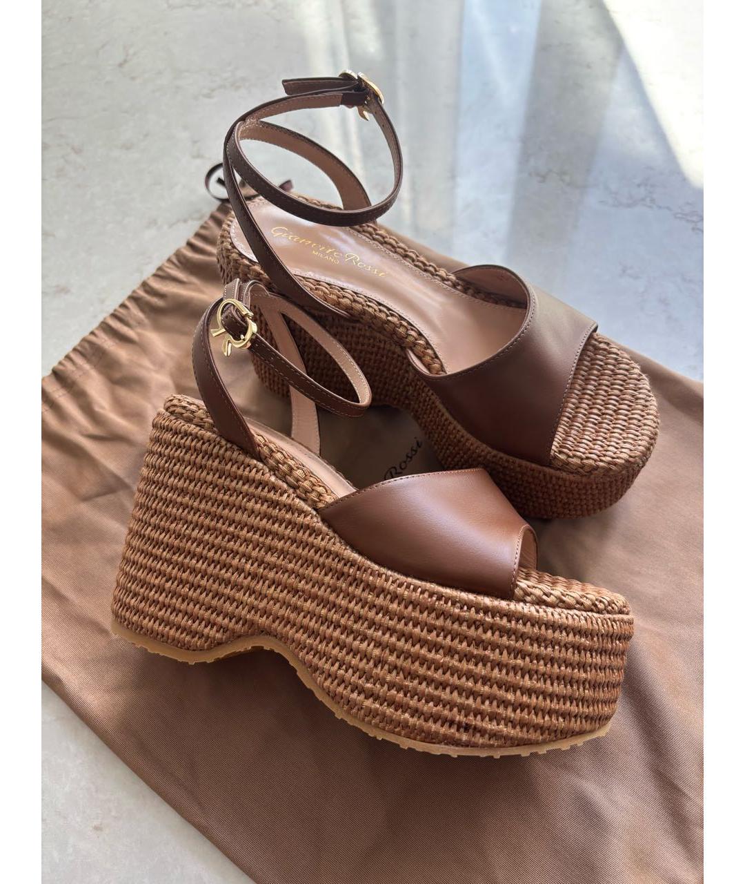GIANVITO ROSSI Коричневые кожаные босоножки, фото 3