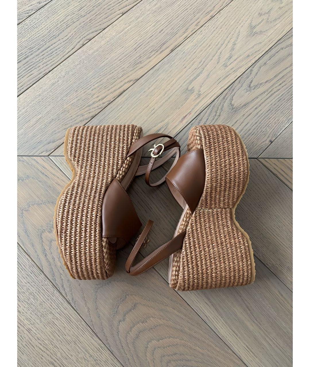 GIANVITO ROSSI Коричневые кожаные босоножки, фото 4