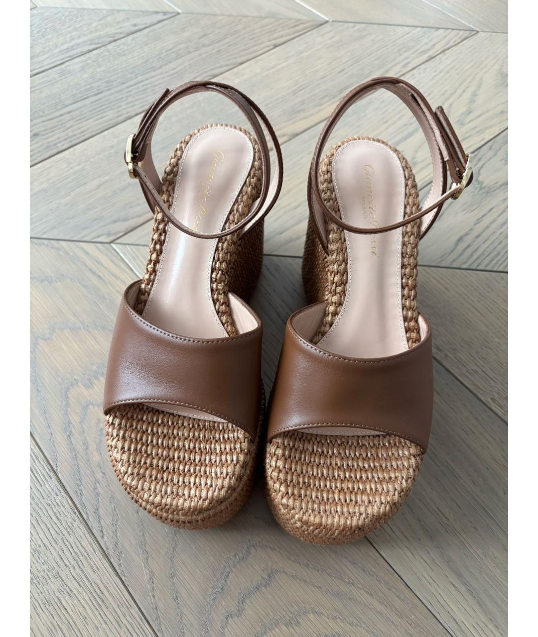 GIANVITO ROSSI Коричневые кожаные босоножки, фото 2