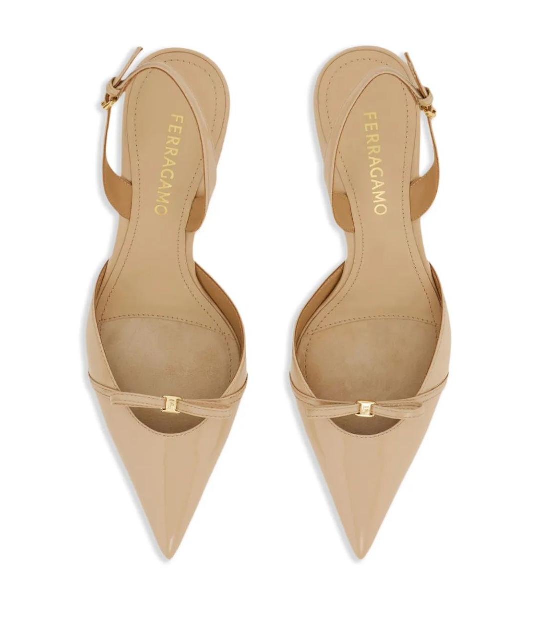 FERRAGAMO Бежевые туфли из лакированной кожи, фото 2