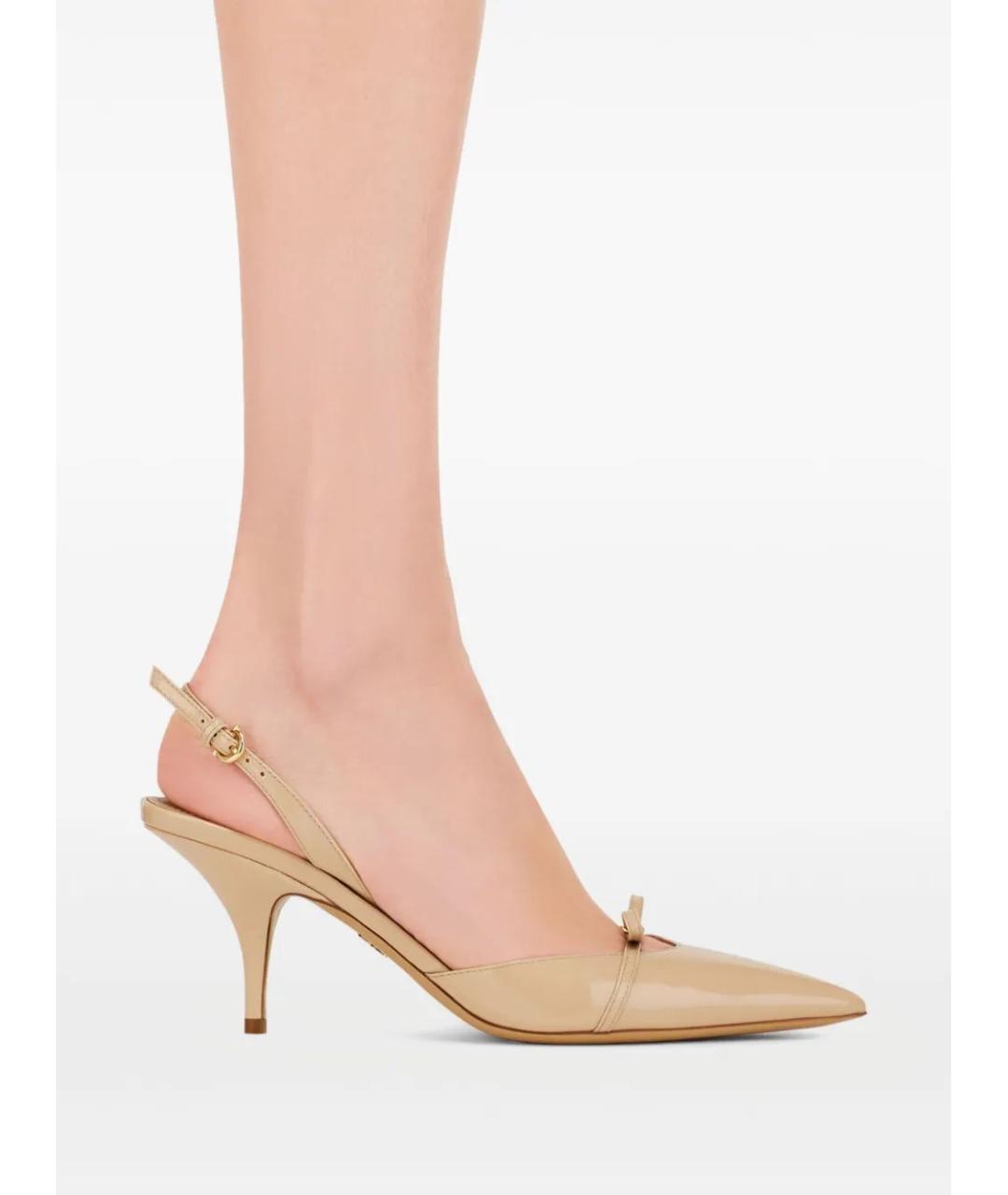 FERRAGAMO Бежевые туфли из лакированной кожи, фото 5