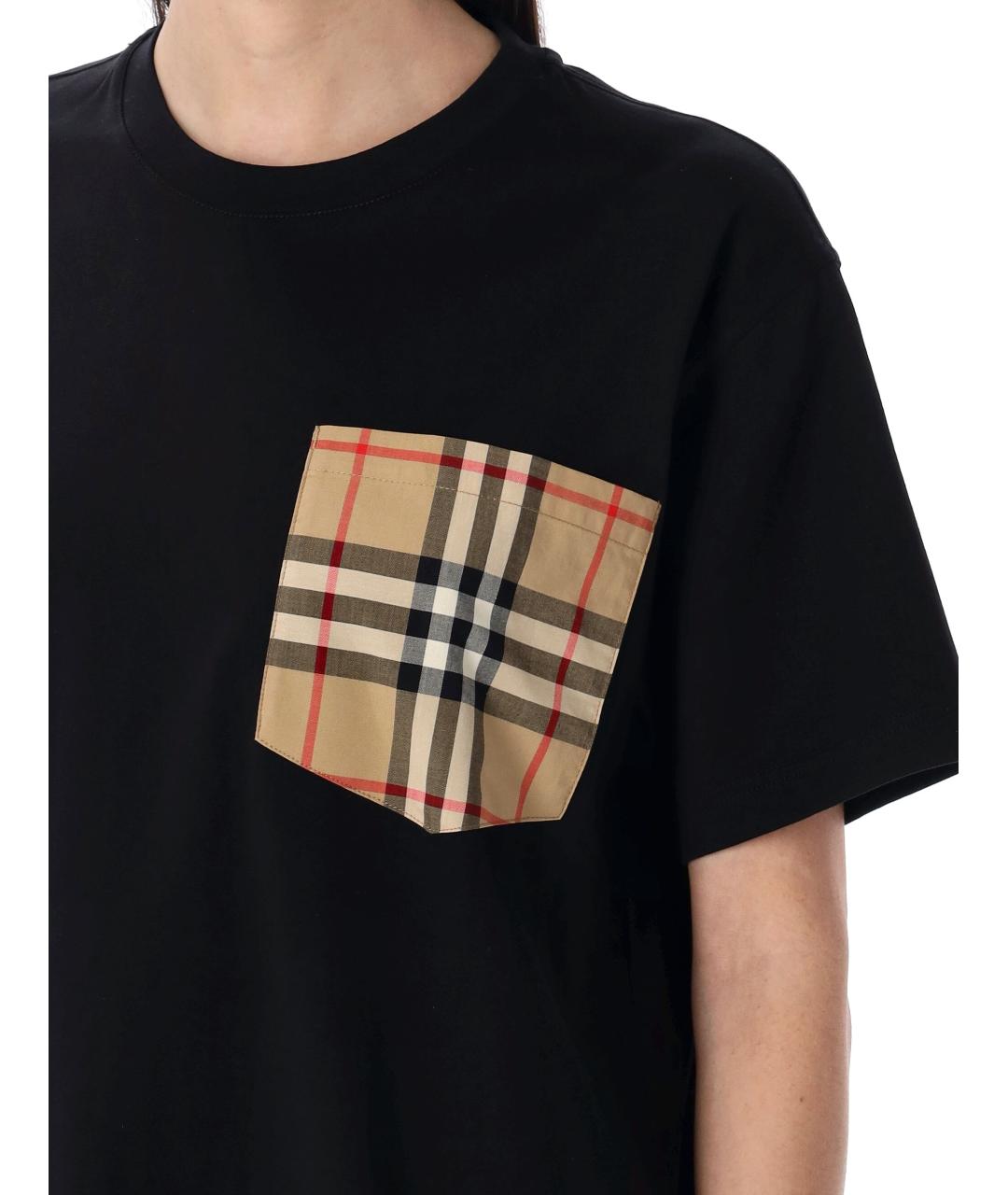 BURBERRY Черная хлопковая футболка, фото 4