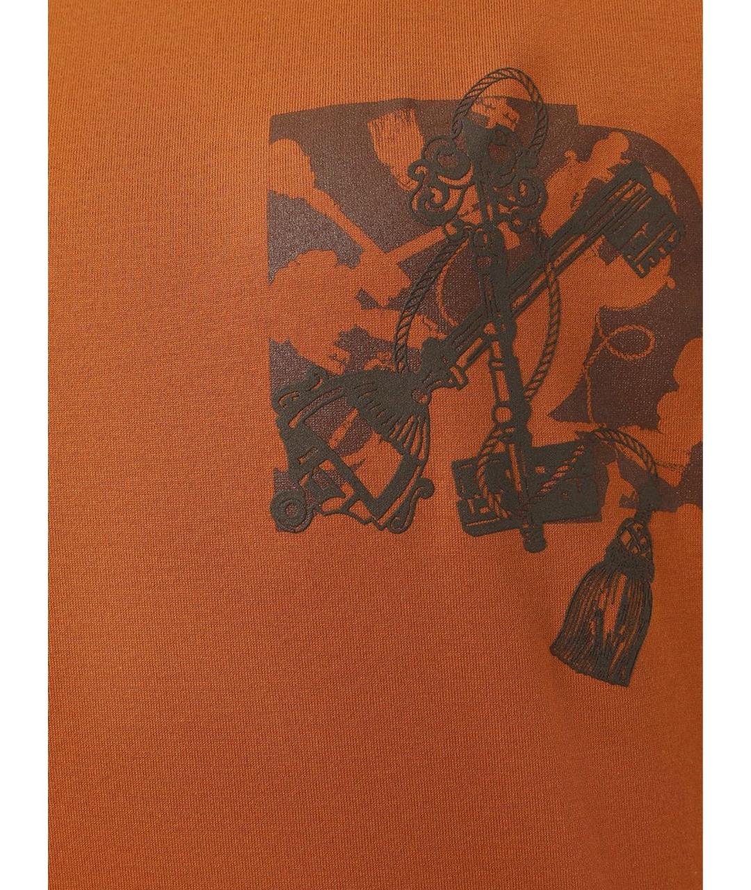 HERMES Оранжевая хлопковая футболка, фото 3