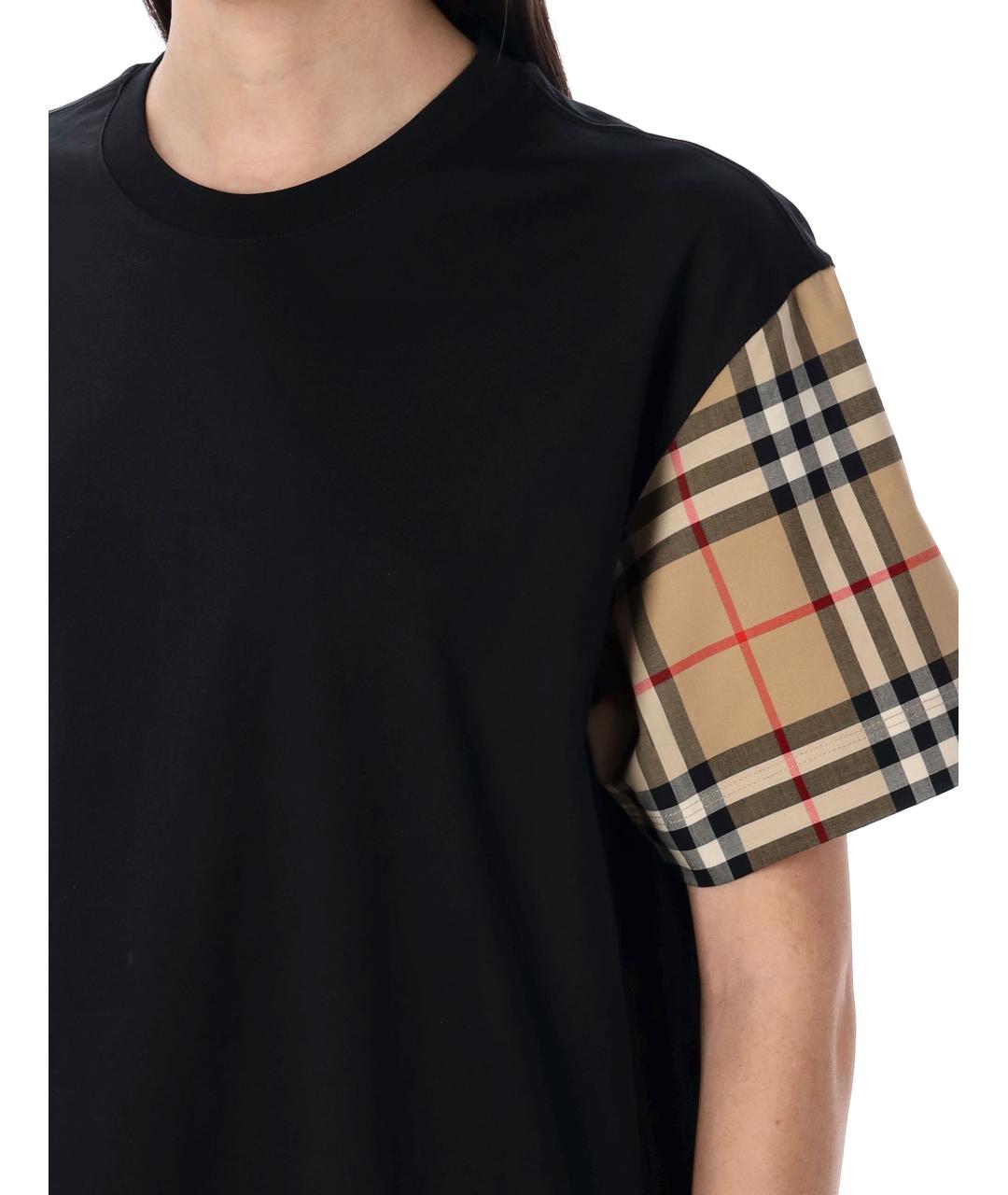BURBERRY Черная хлопковая футболка, фото 4