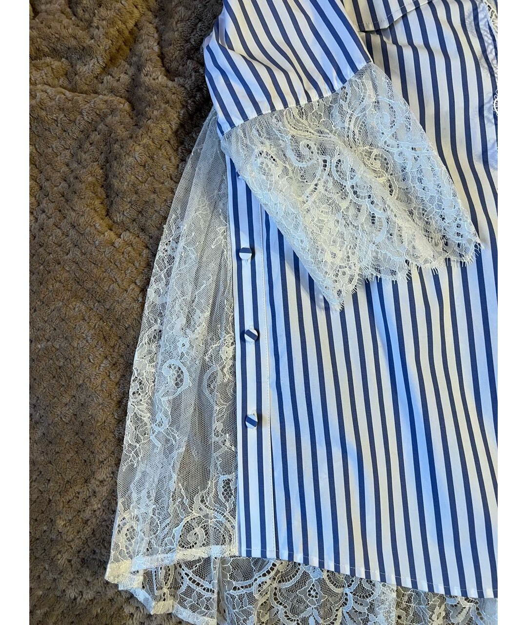 SELF-PORTRAIT Голубая хлопко-эластановая рубашка, фото 6