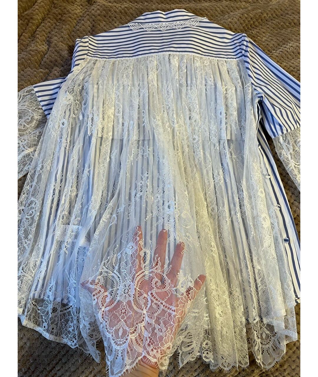 SELF-PORTRAIT Голубая хлопко-эластановая рубашка, фото 2