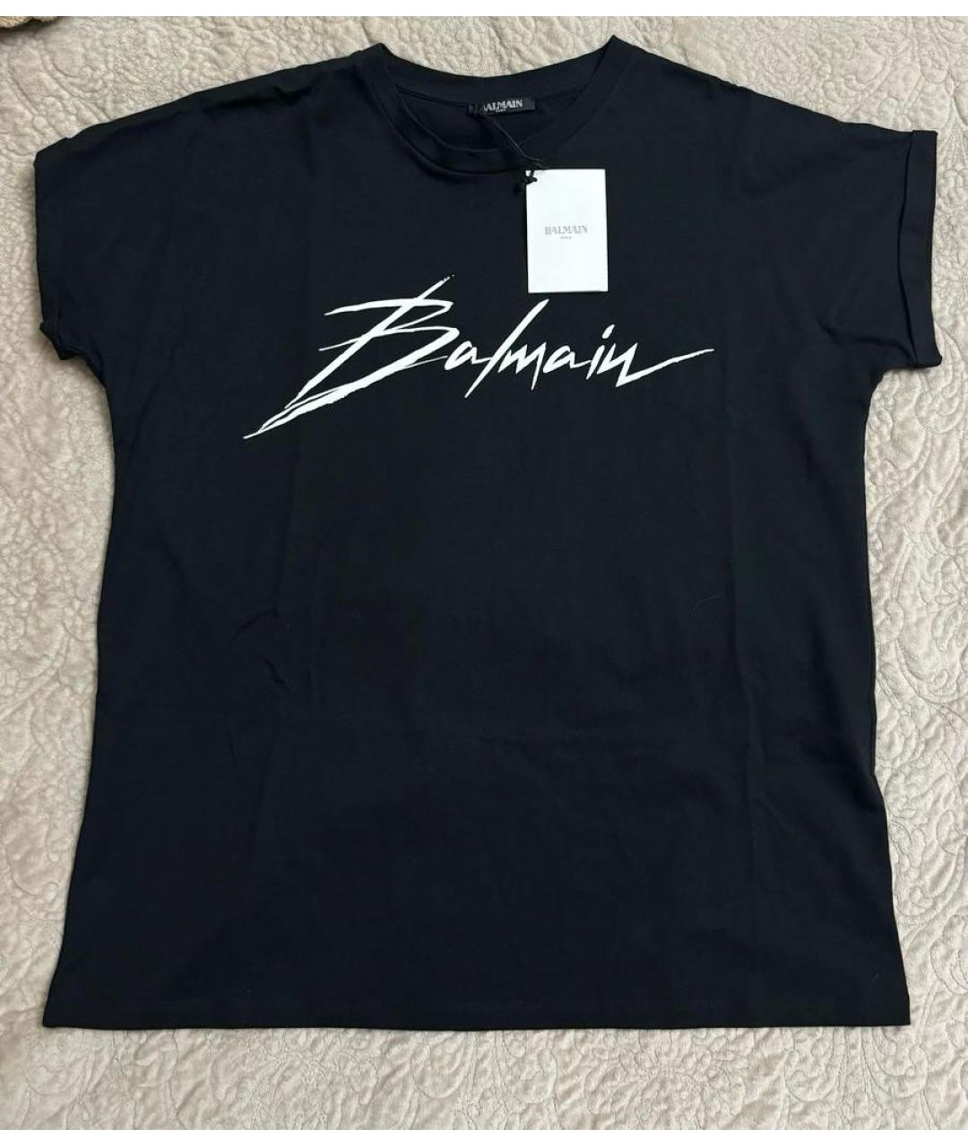 BALMAIN Черная хлопковая футболка, фото 3