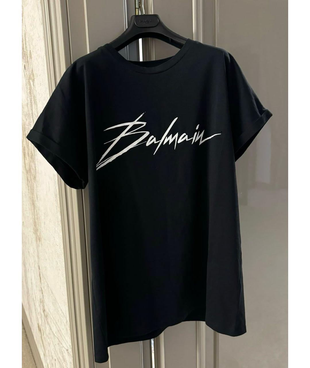 BALMAIN Черная хлопковая футболка, фото 2