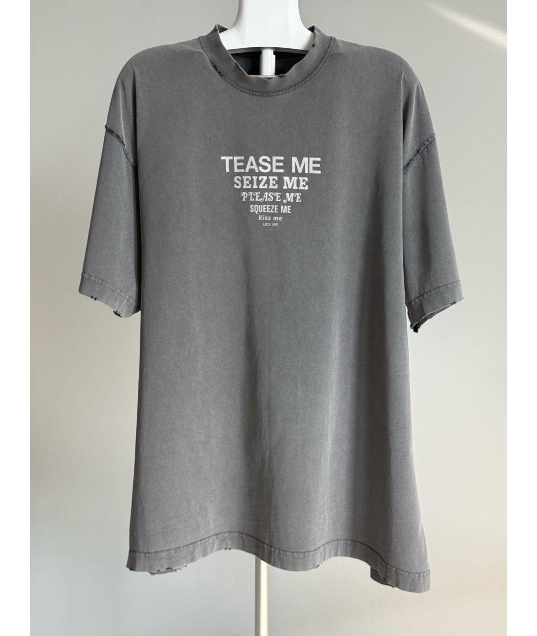 VETEMENTS Серая хлопковая футболка, фото 2