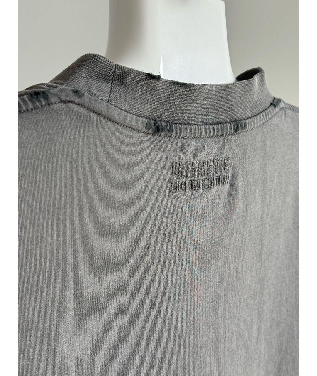 VETEMENTS Серая хлопковая футболка, фото 7