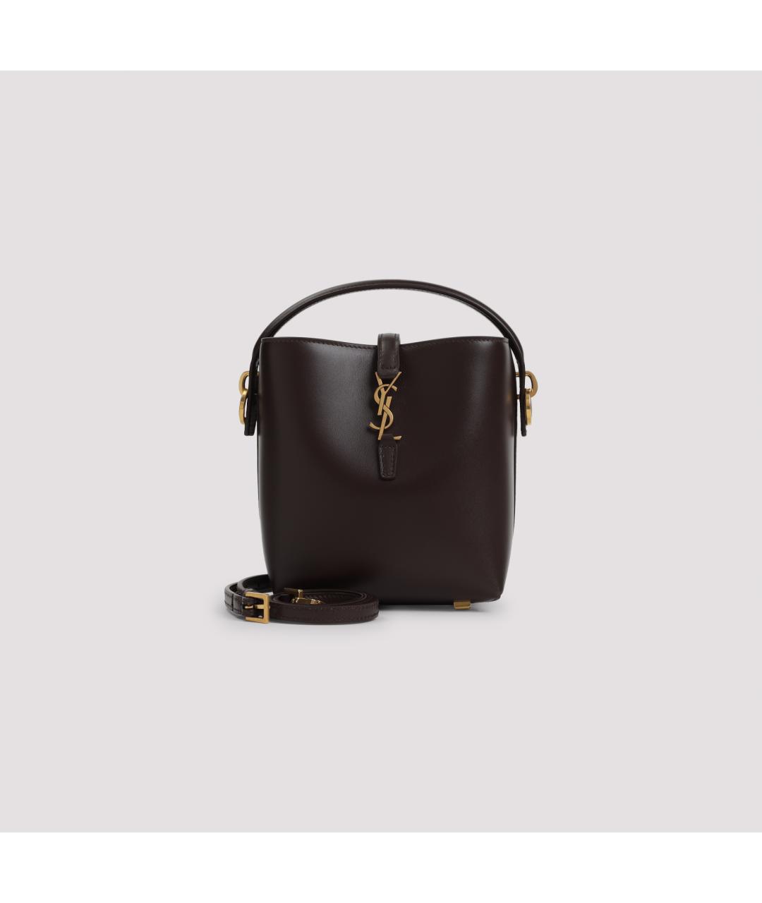 SAINT LAURENT Коричневая кожаная сумка тоут, фото 2