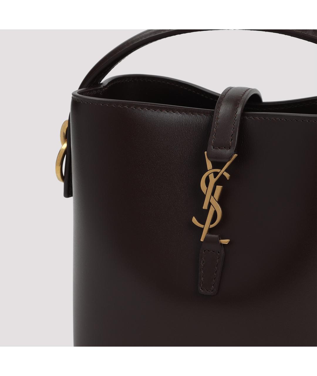 SAINT LAURENT Коричневая кожаная сумка тоут, фото 4